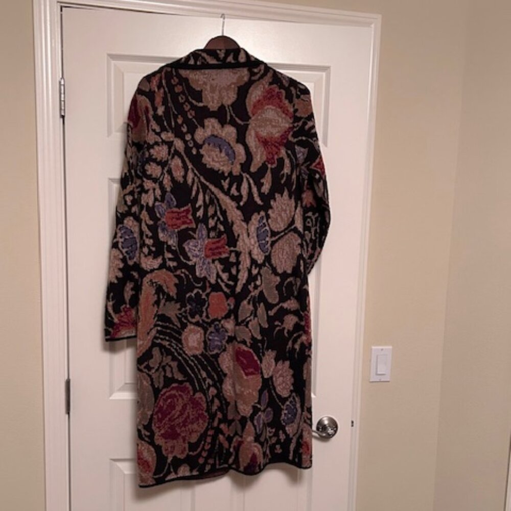 Peruvian Connection Jacquard Knit Coat Womens Long Duster Cardigan Sweater LARGE - Picture 5 of 8
